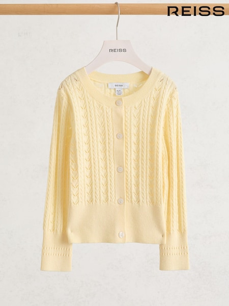 Reiss Lemon Flo Wool-Cotton Pointelle Cardigan (Y32425) | €64