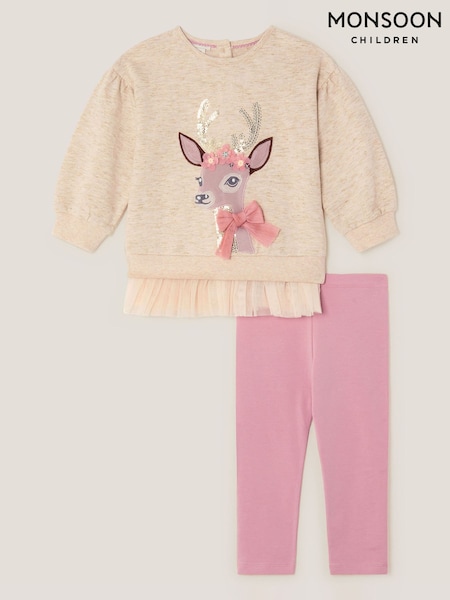 Monsoon Cream Baby Deer Sweatshirt & Leggings Set (Y32886) | AED213 - AED242
