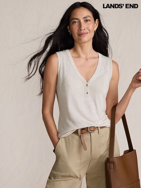 Lands' End Natural Linen Blend Button Tank (Y32997) | €25