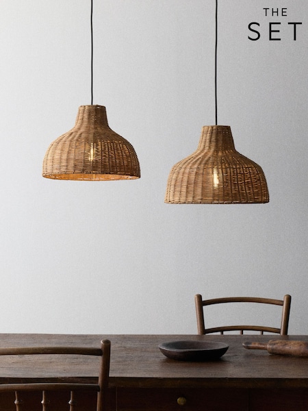 The Set 2 Pack Rattan Easy Fit Light Shades