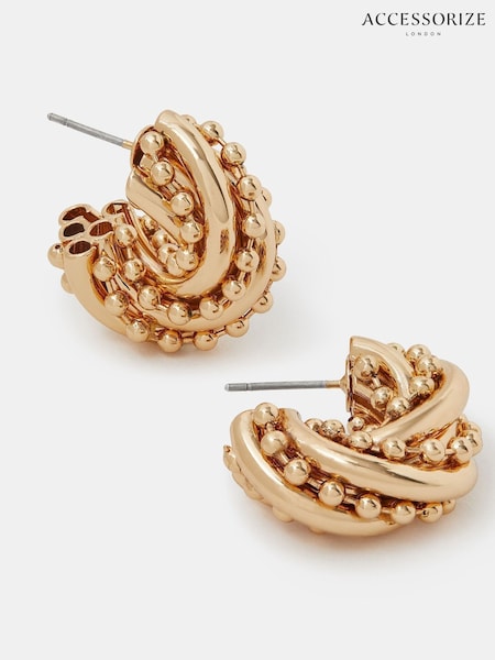 Accessorize Gold Tone Ball Twist Hoop Earrings (Y33186) | €22.50