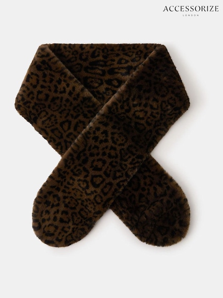 Accessorize Animal Faux Fur Leopard Print Stole Scarf (Y33204) | AED265