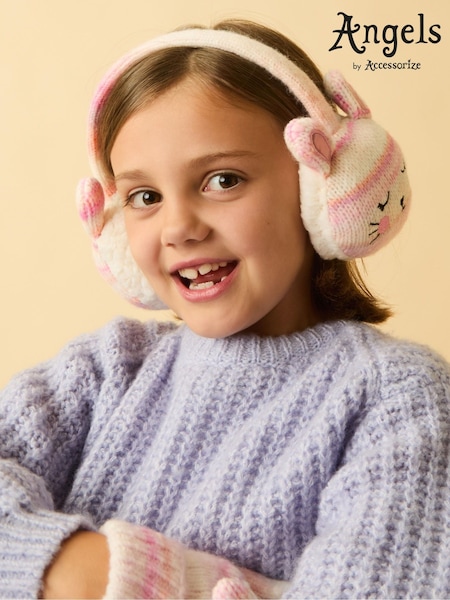 Angels By Accessorize Pink Girls Bunny Knit Earmuffs (Y33209) | AED70
