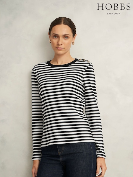 Hobbs Blue Tamsin Striped Top (Y33243) | AED285