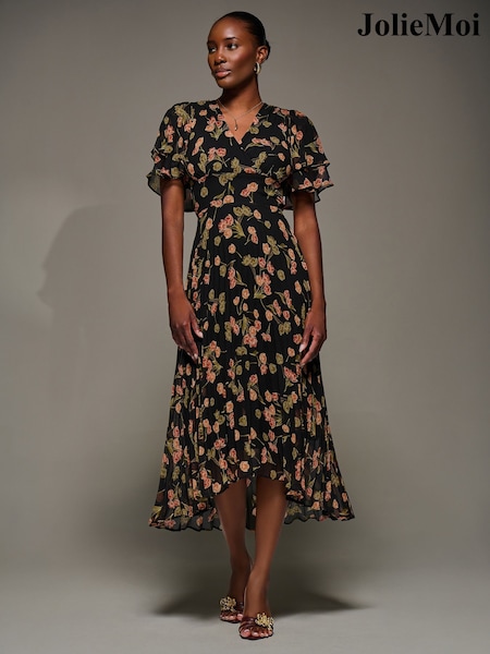 Jolie Moi Angel Sleeve Pleated Chiffon Midaxi Dress (Y33299) | 123 €