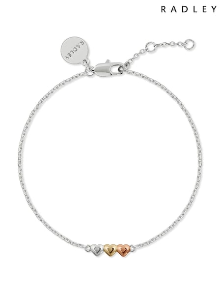 Radley Silver/Gold/Rose Gold Sterling Silver Triple Heart Mixed Plating Charm Bracelet (Y33352) | €58