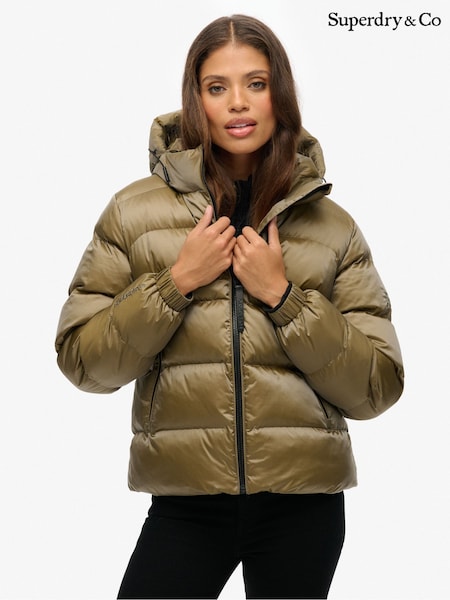 Superdry Green Hooded Luxe Sports Puffer Jacket (Y33374) | 495 QAR