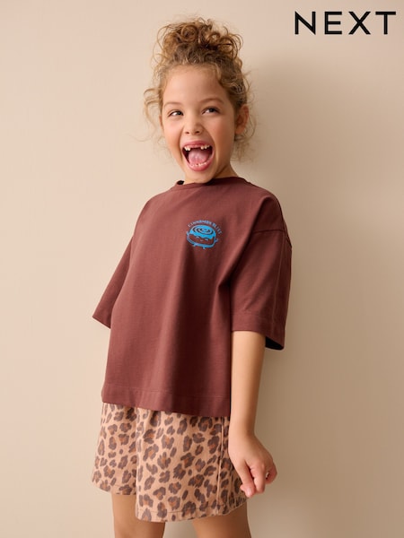 Brown Cinnamon Oversized Graphic Print T-Shirt (3-16yrs) (Y33491) | AED36 - AED61