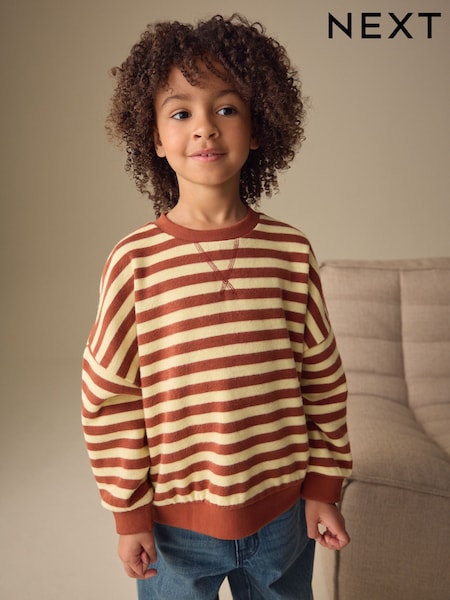 Yellow/Brown Stripe Oversized Cosy Rib Sweatshirt (9mths-16yrs) (Y33497) | LEI 60 - LEI 89