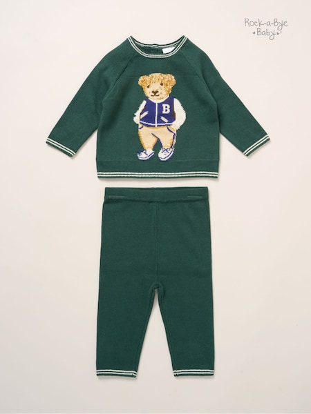 Rock-A-Bye Baby Boutique True Knit Bear Jumper and Trousers Outfit Set (Y33501) | AED140