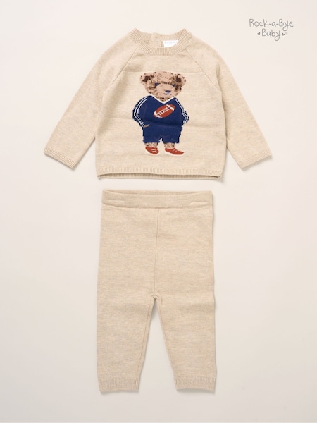 Rock-A-Bye Baby Boutique True Knit Bear Jumper and Trousers Outfit Set (Y33502) | €32