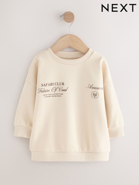 Ecru Safari Club Back Printed Crew Neck Jersey Sweatshirt (3mths-7yrs) (Y33542) | R$ 100 - R$ 120