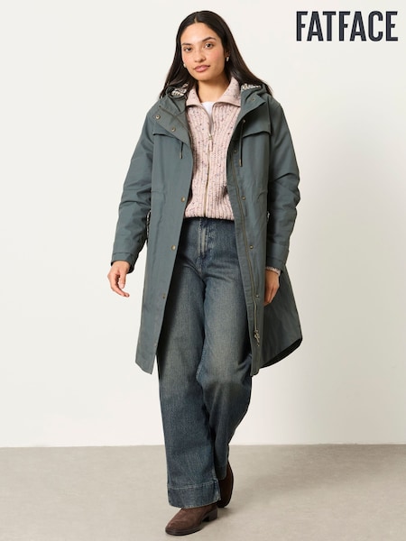 Teal Blue - Fatface Long Raincoat