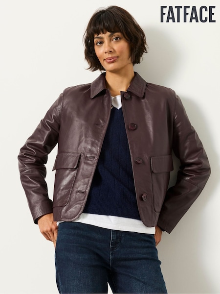 بنفسجي برقوقي - Fatface Leather Jacket