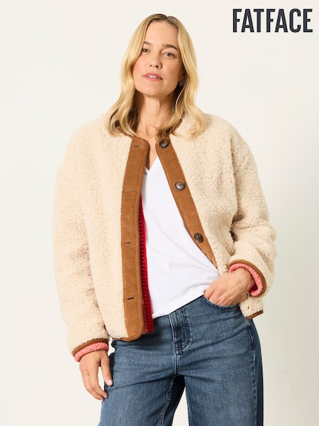 Cream - Fatface Borg Fleece Jacket