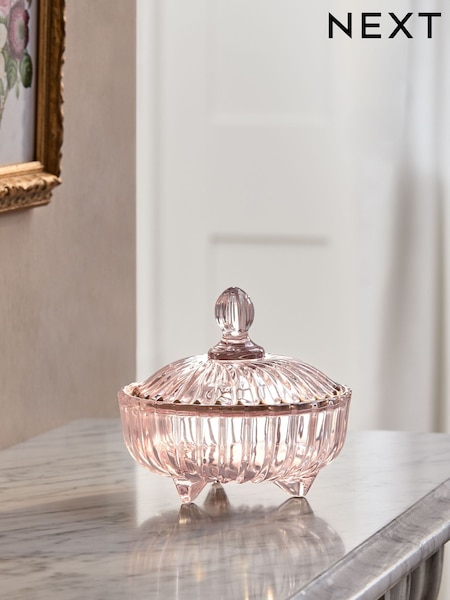 Ridged Glass Trinket Pot