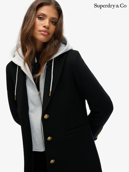 Superdry Black 2 In 1 Wool Coat (Y33642) | R$ 1.430