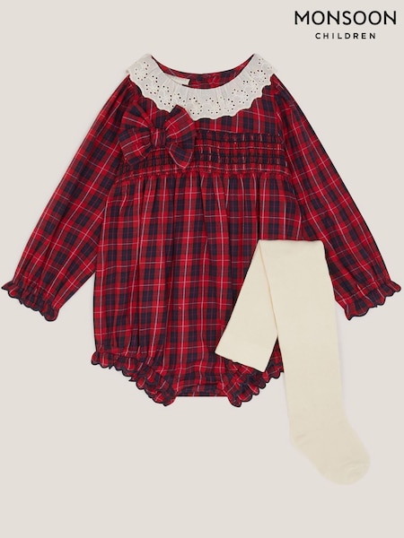 Monsoon Newborn Tartan Romper & Tights Set (Y33674) | ‏227 د.إ.‏
