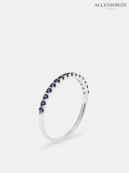 Accessorize 925 Sterling Silver Blue Pavé Ring (Y33702) | €28