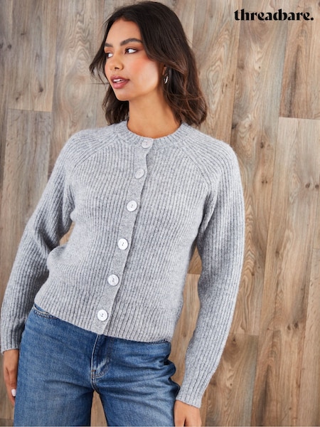 Threadbare Grey Chunky Knit Button Up Cardigan (Y33761) | €35
