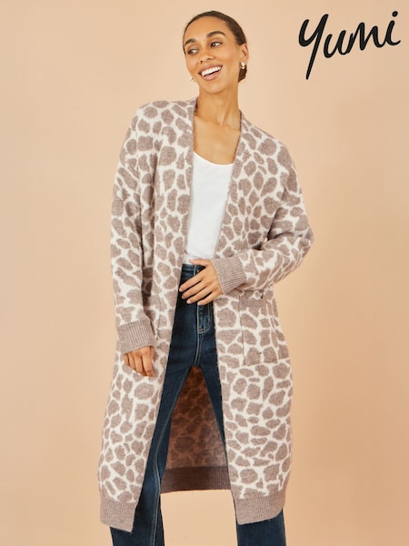 Yumi Animal Print Intarsia Long Cardigan (Y33847) | € 79