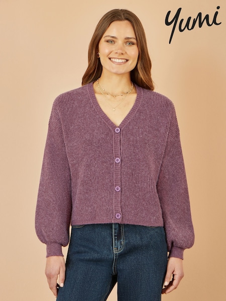 Yumi Purple Marl Knit Cardigan (Y33856) | €63