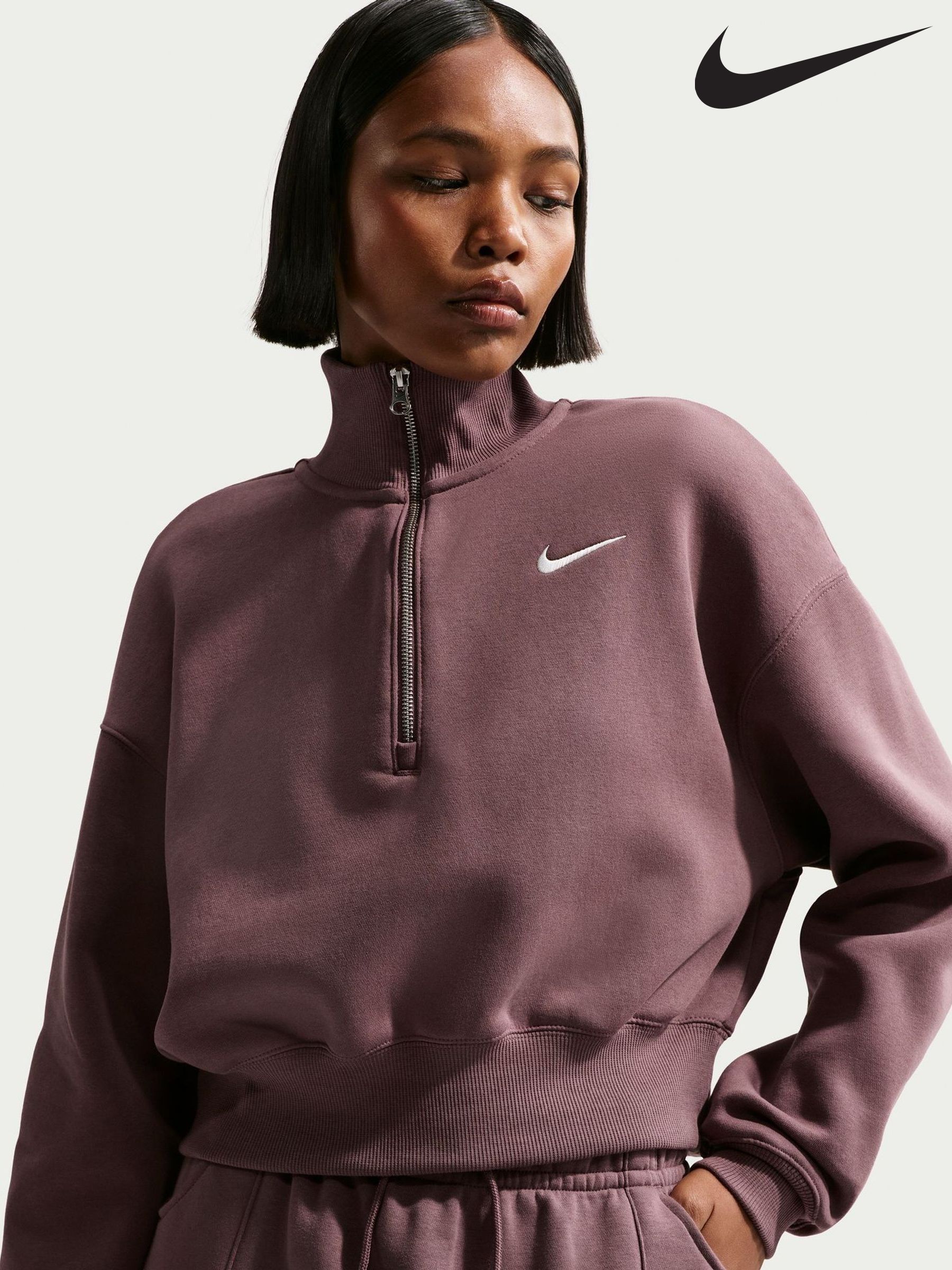 cropped nike half zip
