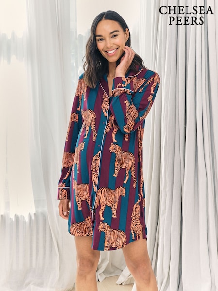 Chelsea Peers Red Maternity Tiger Stripe Print Nightshirt (Y34037) | €44