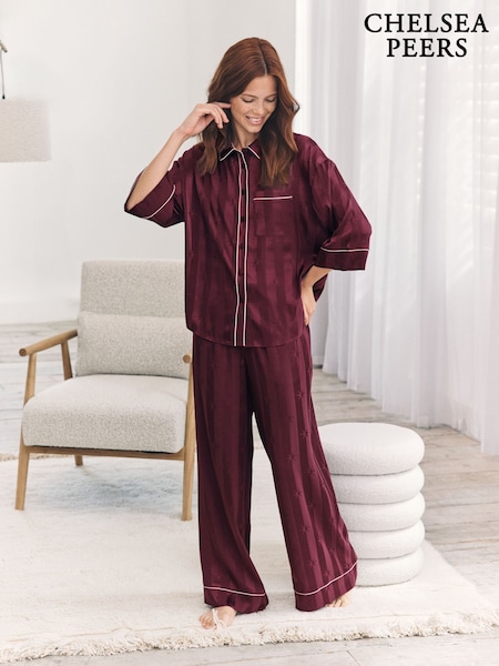 Chelsea Peers Satin Star Stripes Jacquard Long Pyjamas Set (Y34045) | € 72