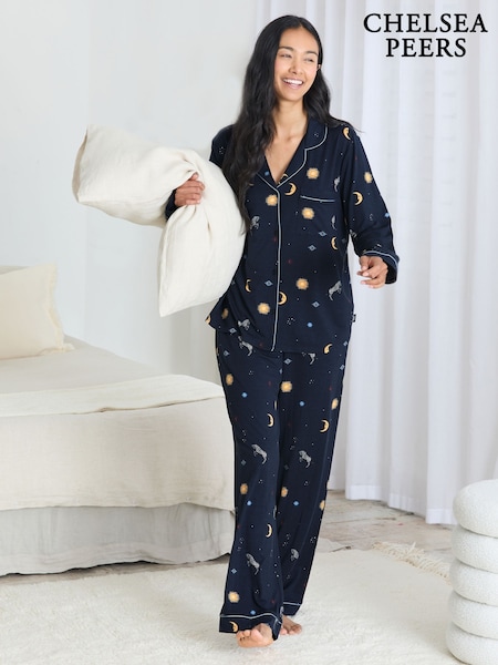 Chelsea Peers Blue TENCEL™ Modal Celestial Zebra Long Pyjamas Set (Y34058) | €74