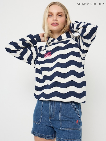 SCAMP & DUDE Blue Wave Stripe Hoodie (Y34097) | R$ 640