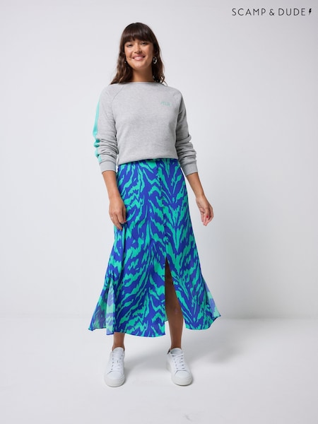 SCAMP & DUDE Blue Split Front Skirt Candy Zebra (Y34113) | AED408