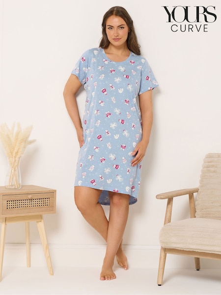 Yours Curve Blue Polar Bears Dipped Back Nightdress (Y34244) | €25