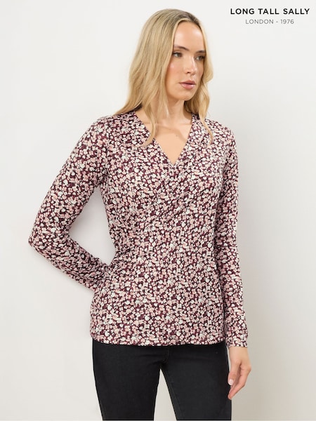 Long Tall Sally Shimmer Black Wrap Top (Y34246) | €37