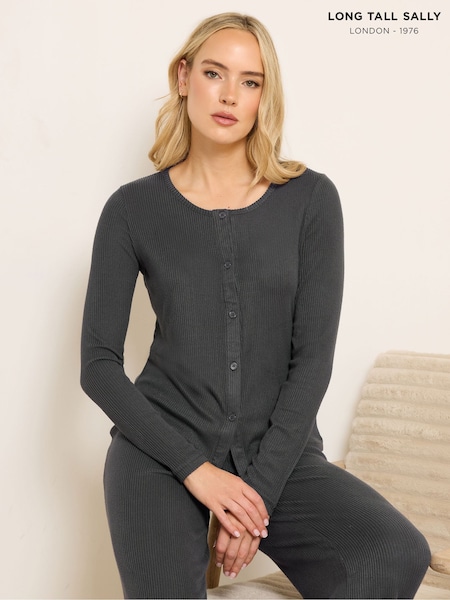 Long Tall Sally Grey Ribbed Cardigan Pyjama Top (Y34264) | 120 QAR