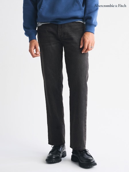 Abercrombie & Fitch Black Relaxed Washed Straight Jeans (Y34427) | AED379