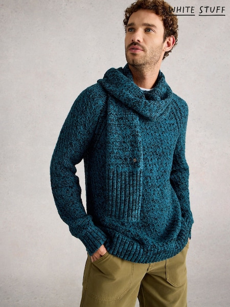 White Stuff Blue Albany Twisted Crew Neck Jumper (Y34554) | R$ 640