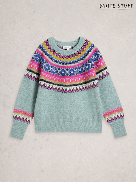 White Stuff Green Arctic Fairisle Jumper (Y34563) | AED379