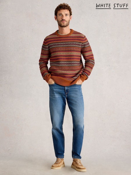 White Stuff Orange Ossett Fairisle Crew Neck Jumper (Y34569) | €92