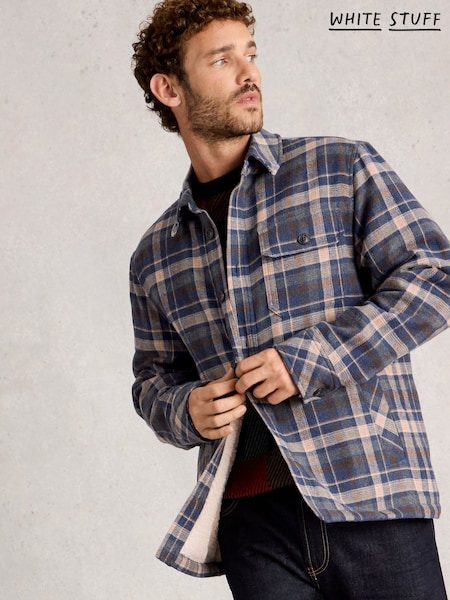 White Stuff Blue Check Borg Trucker Coat (Y34576) | €170