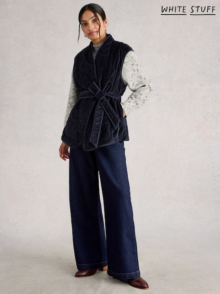 White Stuff Blue Gigi Velvet Quilted Gilet (Y34577) | €140