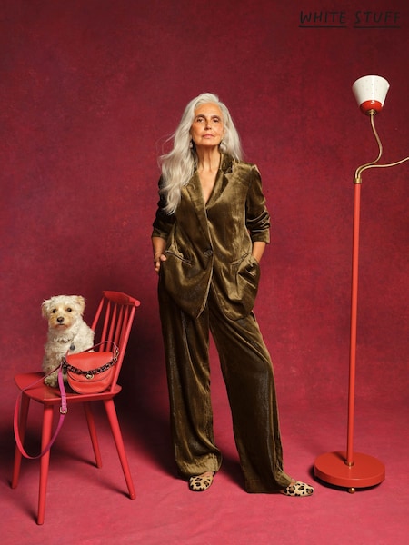 White Stuff Green Belle Wide Leg Velvet Trousers (Y34591) | €101