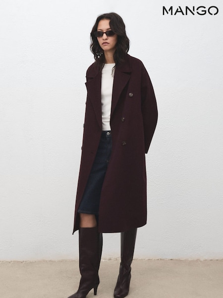 Mango Red Handmade Oversized Wool Coat (Y34624) | €179