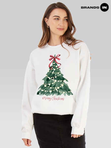 Brands In White Christmas Tree Watercolour Sweatshirt (Y34703) | €46