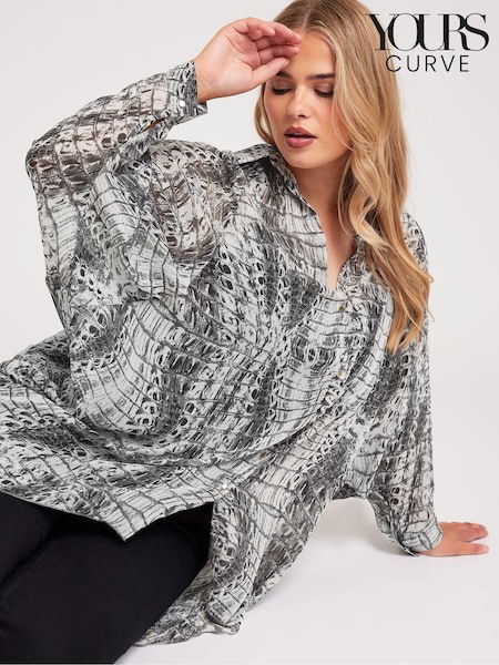 Harmaa - Yours Curve Snake Printti; kuvio Pitkäsiima Batwing Sleeve Paidat (Y34914) | €42