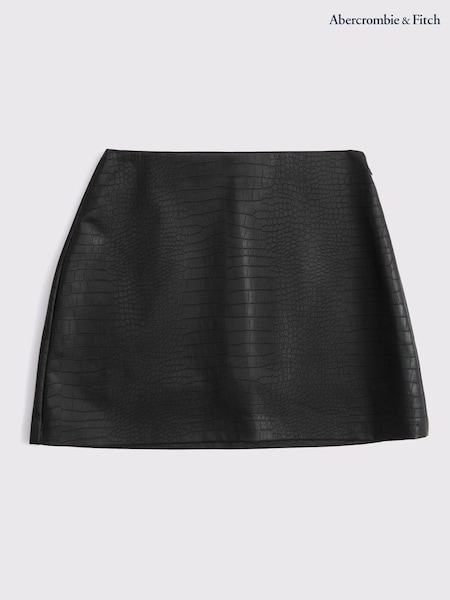 Abercrombie & Fitch Black Faux Leather High Rise Mini Skort (Y34922) | AED349