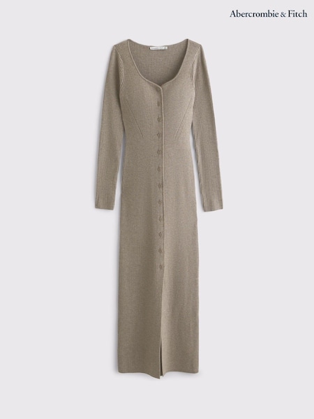 Abercrombie & Fitch Long Sleeve Sweetheart Button Through Maxi Dress (Y34935) | ‏524 د.إ.‏