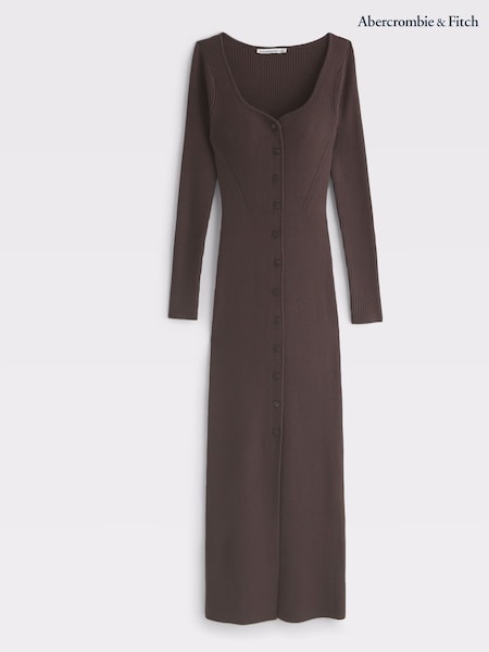 Abercrombie & Fitch Long Sleeve Sweetheart Button Through Maxi Dress (Y34940) | ‏524 د.إ.‏