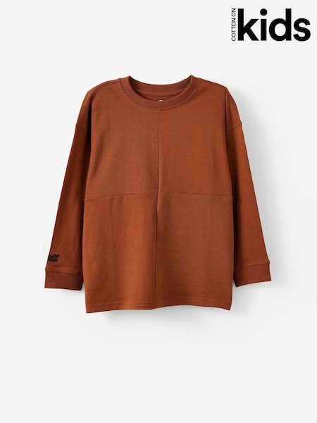 Cotton On Brown Long Sleeve Textured Splice T-Shirt (Y35018) | €20