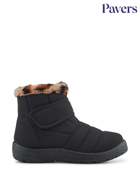 Pavers Black Wide-Fit Touch-Fasten Weather Boots (Y35045) | €48